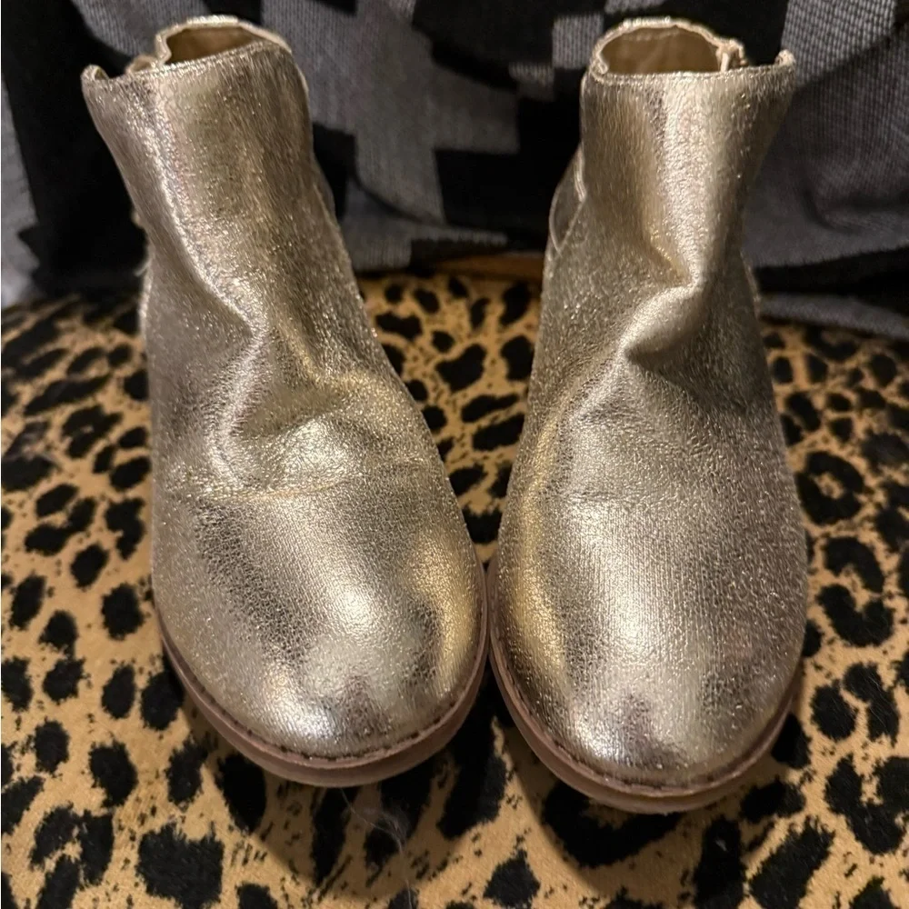 Nina Gold Ankle Boots with Buckles and Zipper